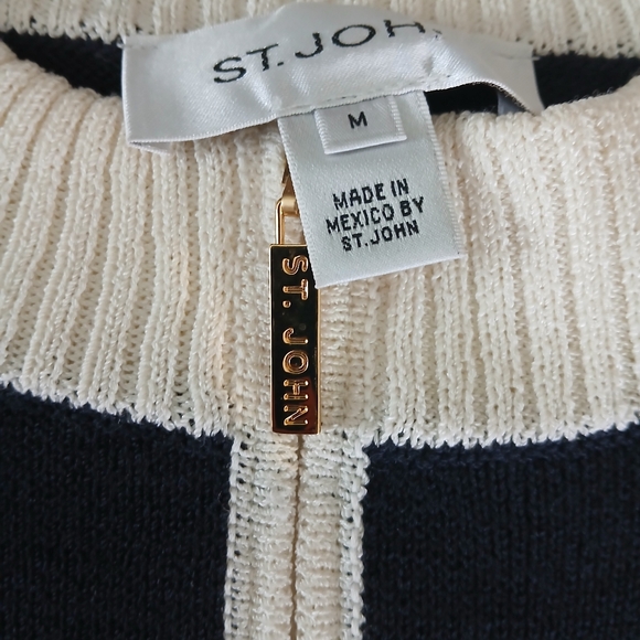 Vintage ST JOHN Black/Ivory Wool Blend Cardigan - Picture 6 of 9